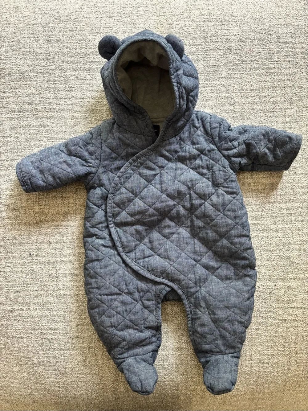 Quilted Baby One-Piece with Hood